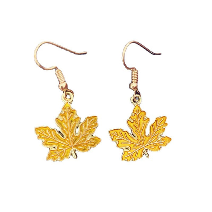 Wholesale Earrings Enamel Thanksgiving Maple Leaf JDC-ES-ChTeng006