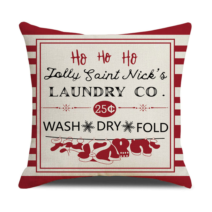 Wholesale Red Letter Christmas Linen Printed Pillowcase MOQ≥2 JDC-PW-Weix004