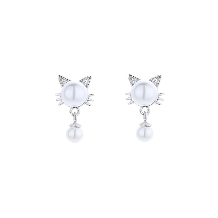 Wholesale Earrings Copper Cat Pearls JDC-ES-gumn011