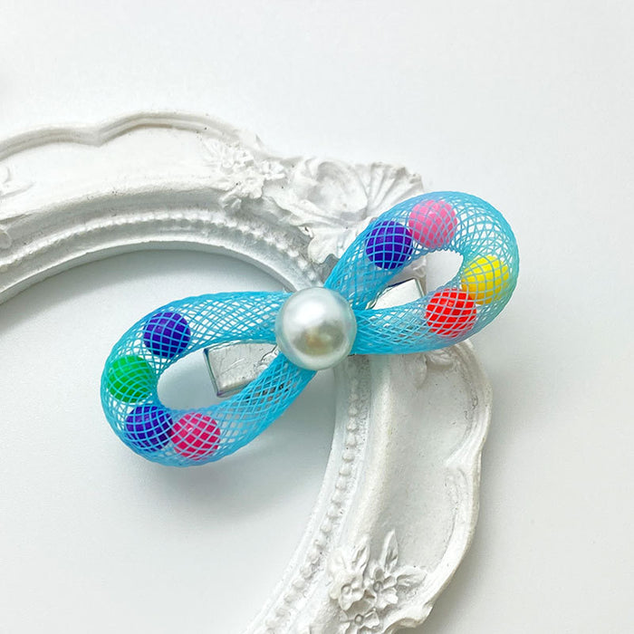 Wholesale Hair Clips Plastic Cute Bows Pearls Colorful Twist Beans MOQ≥2 JDC-HC-MAON007