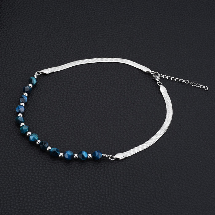 Wholesale Necklace Titanium Steel Natural Stone Splicing Clavicle Chain Bracelet Set JDC-NE-CaoEn001