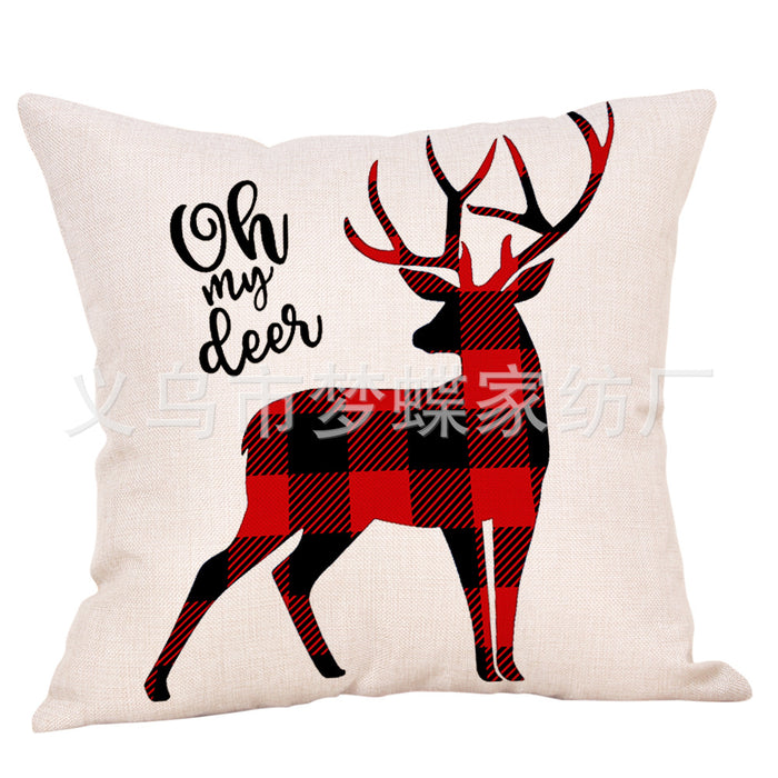 Wholesale Christmas Elk Linen Pillowcase MOQ≥2 JDC-PW-mengd016