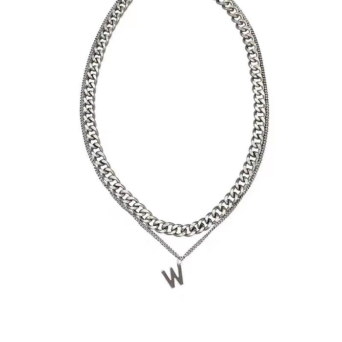 Wholesale Necklace Titanium Steel Double Irregular Sweater Chain JDC-NE-KaM002
