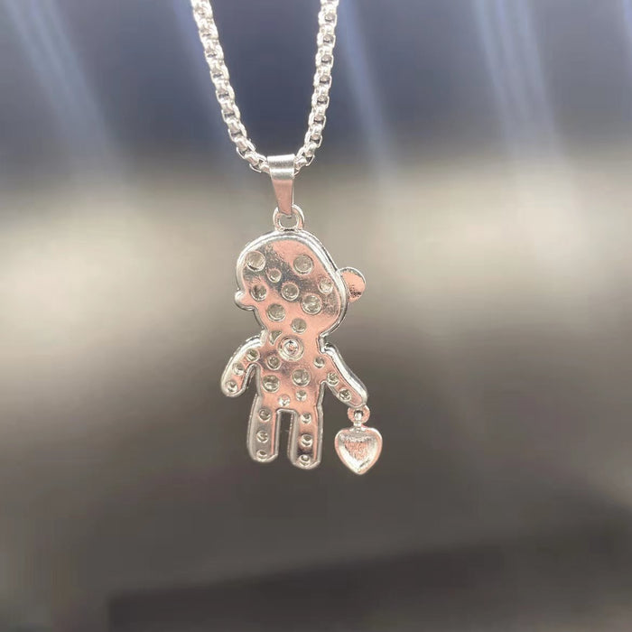 Wholesale Necklaces Stainless Steel Christmas Red Heart Bear MOQ≥2 JDC-NE-BaiYing003