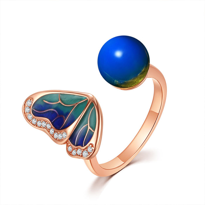 Jewelry WholesaleWholesale Enamel Color Drop Glaze Butterfly Copper Ring MOQ≥2 JDC-RS-ARY001 Rings 艾尔缘 %variant_option1% %variant_option2% %variant_option3%  Factory Price JoyasDeChina Joyas De China