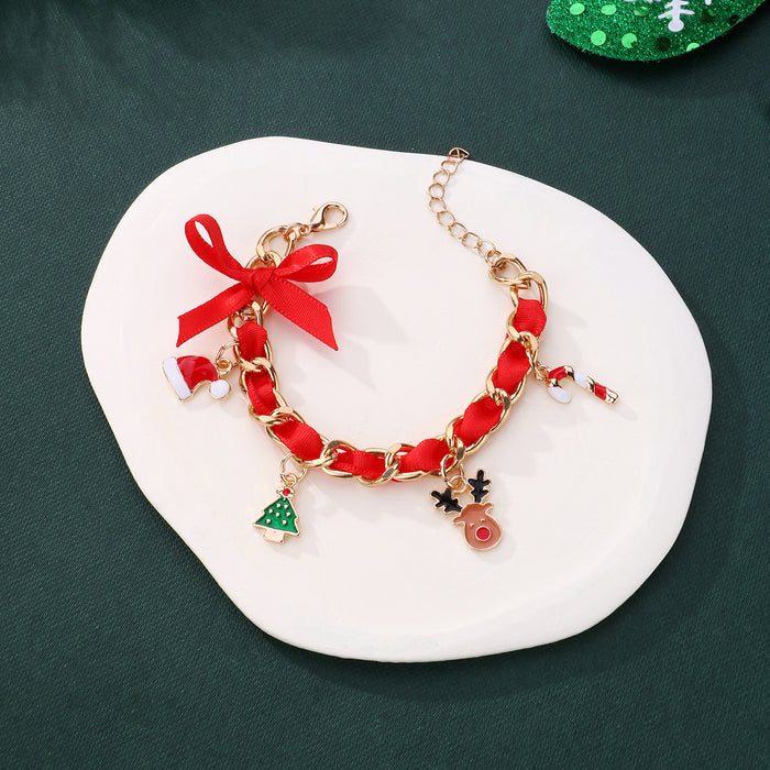 Wholesale Bracelet Alloy Enamel Christmas Hat Christmas Tree Cane MOQ≥2 JDC-BT-HanP005
