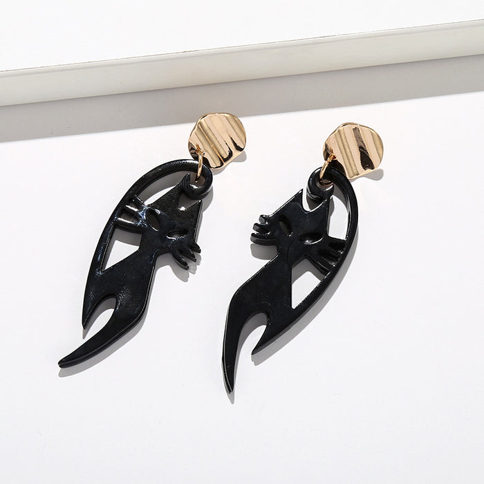 Wholesale Earrings Sheet Metal Fox Animal Cutout Earrings MOQ≥2 JDC-ES-yefen010