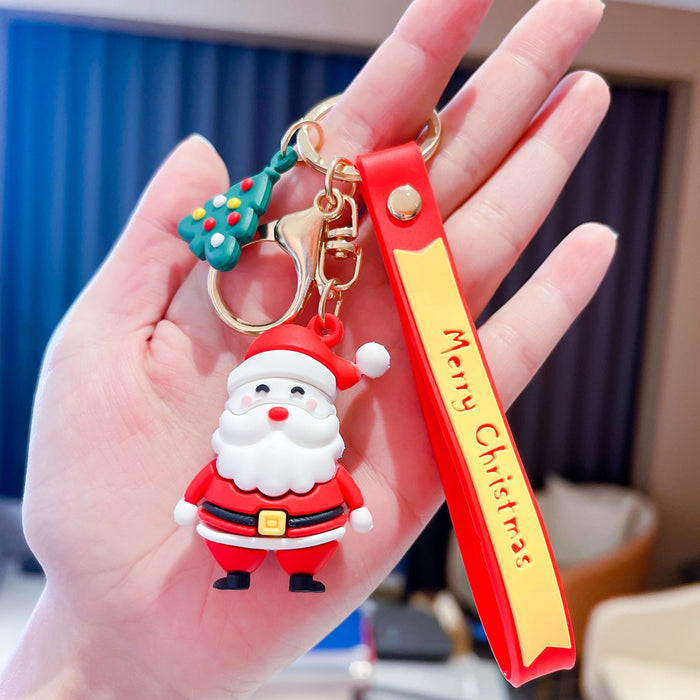 Wholesale Keychain PVC Christmas Snowman Cute Santa Claus Pendant MOQ≥2 JDC-KC-AnG030