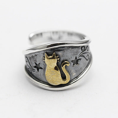 Wholesale ring copper personality cat star person opening JDC-RS-TaiG001