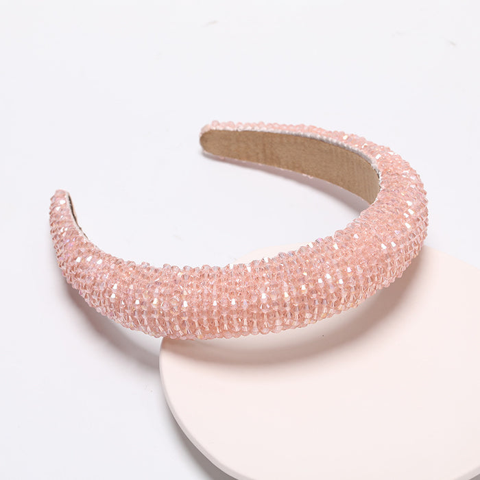 Wholesale pure hand string crystal wide-brimmed headband sponge JDC-HD-AIH002