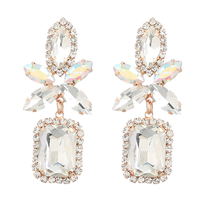 Wholesale Colored Diamond Alloy Diamond Floral Square Earrings JDC-ES-JL1001
