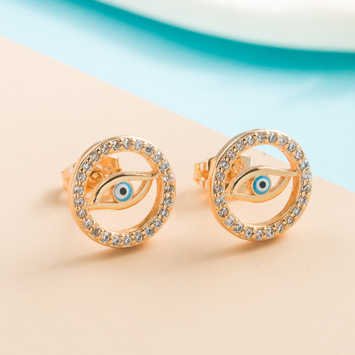 Pendientes de anillo de ojo de ojo de micro de oro chapado de cobre al por mayor de cobre JDC-ES-Hemin029