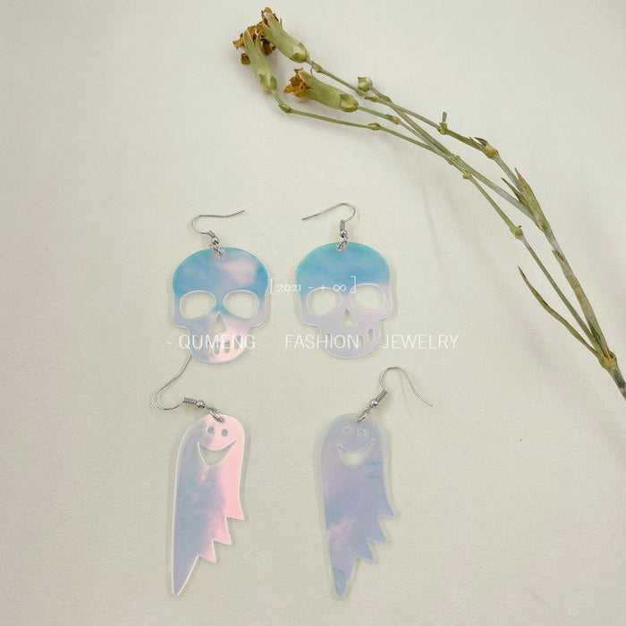 Wholesale Earrings Acrylic Halloween Colorful Skull Ghost MOQ≥2 JDC-ES-MOSHU041