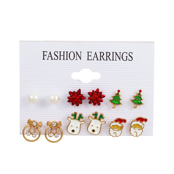 Wholesale Earring Alloy Enamel Christmas Stud Earrings 6 Degree Set JDC-ES-A544