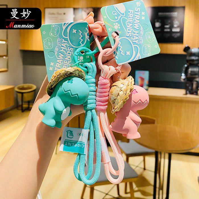 Wholesale Keychains For Backpacks genuine creative straw hat friends dinosaur cartoon school bag pendant JDC-KC-ManM028