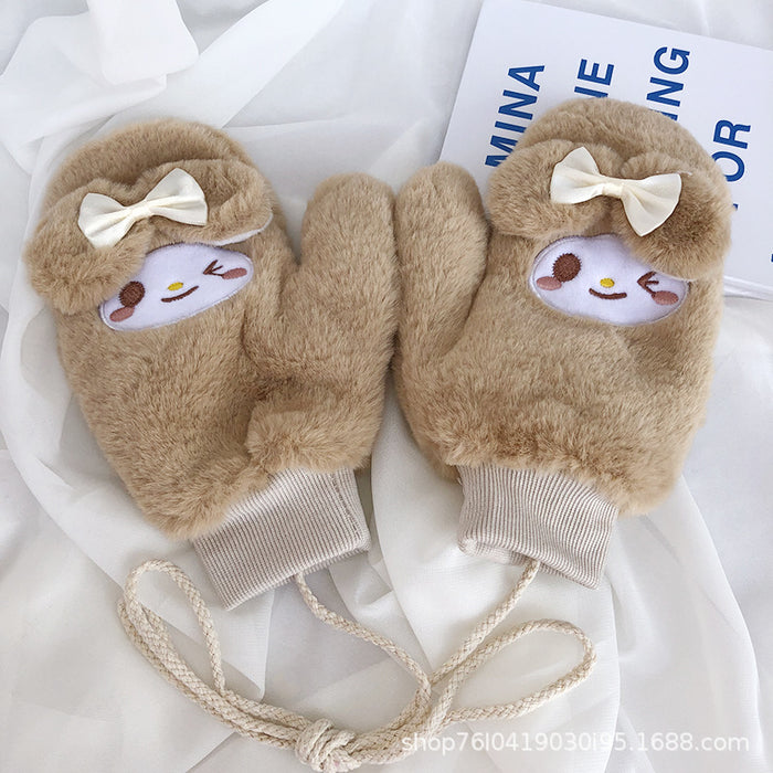 Wholesale Gloves Polar Fleece Plush Rabbit Warm Halter MOQ≥2 (S) JDC-GS-JunR001