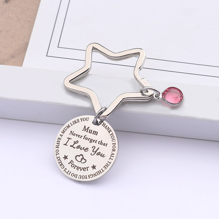 Wholesale Stainless Steel Round Brand Mother's Day Keychain MOQ≥2 JDC-KC-HuH004