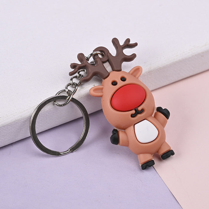 Wholesale Keychain Soft Rubber Christmas Old Man Elk MOQ≥100 JDC-KC-SGY001