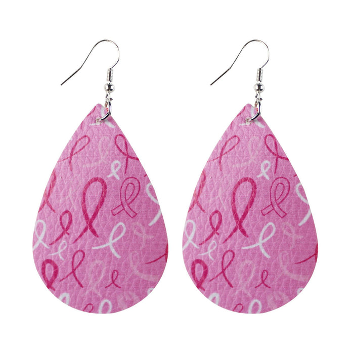Wholesale Earrings PU Female Breast Pink Ribbon MOQ≥2 JDC-ES-Tianpi009