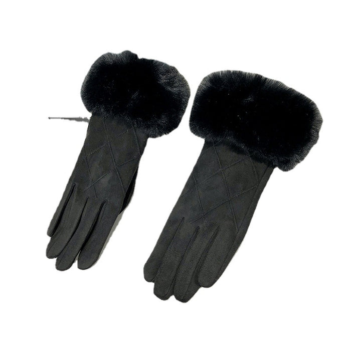 Wholesale Gloves Suede Plaid Check Solid Color Plus Velvet Warm Touch Screen JDC-GS-BX016