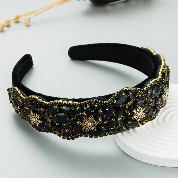 Wholesale Headband Cloth Baroque Colored Snowflake MOQ≥2 JDC-HD-Hemin032