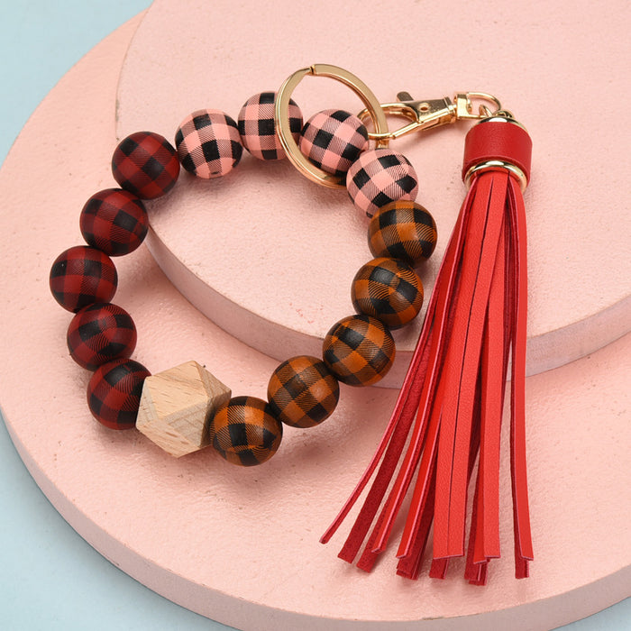 Wholesale Tassel Wood Beads Fashion Beads Bracelet Keychain JDC-KC-YPin012
