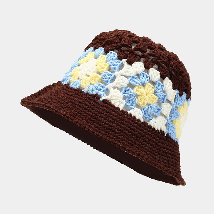 Chapeau de seau en gros laine en tricot de fleur de soleil