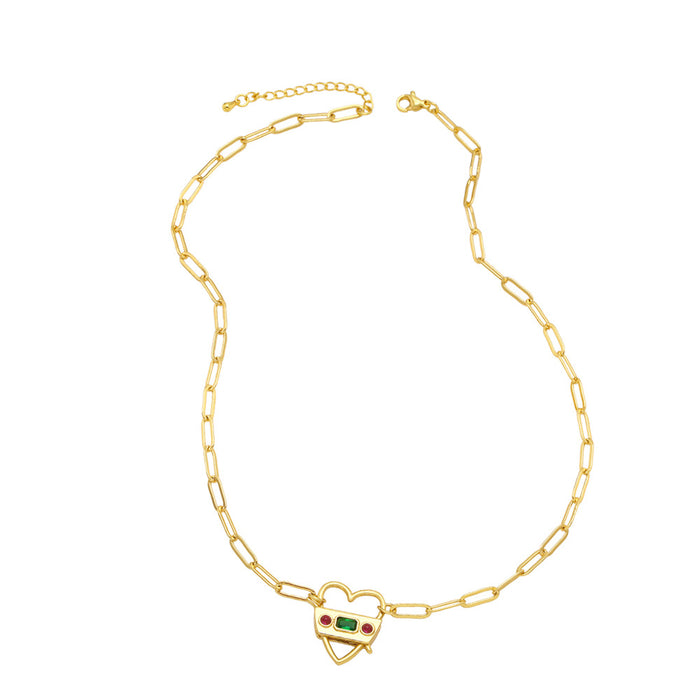 Wholesale Necklace Copper Thick Chain Love Lock Necklace Bracelet Jewelry Set JDC-NE-AS306