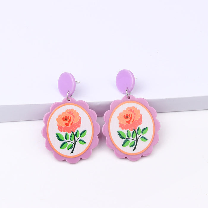Boucles d'oreilles en gros 12 couleurs de 12 couleurs à carreaux fraîches de fleurs