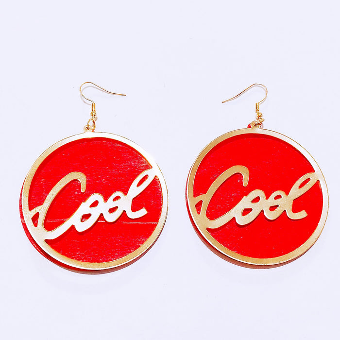 Wholesale Exaggerated Wooden  Ornament Metal Vintage Earrings JDC-ES-AnX017