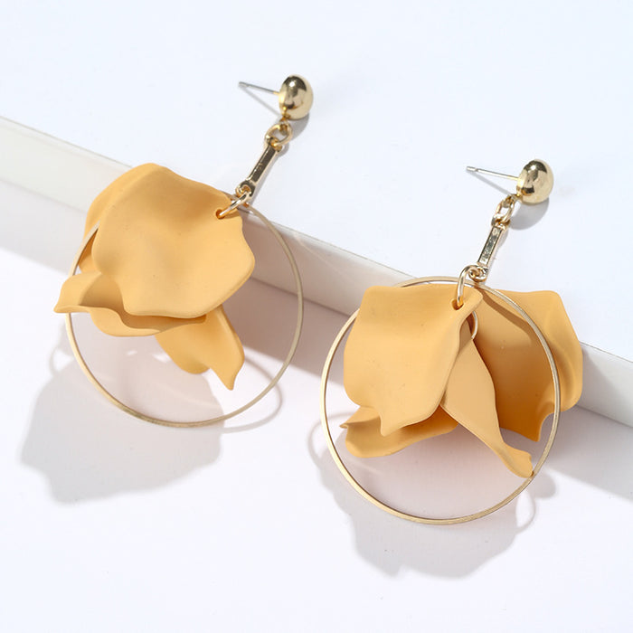 Wholesale Earrings Alloy Acrylic Circle Flowers MOQ≥2 JDC-ES-yefen011