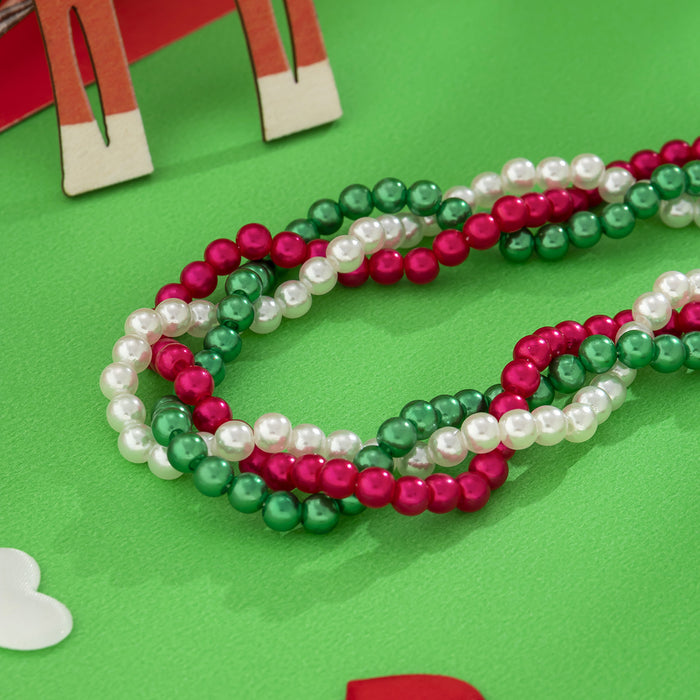 Collares al por mayor imitación de perla contraste color beading navideño hecho a mano jdc-ne-kunj171