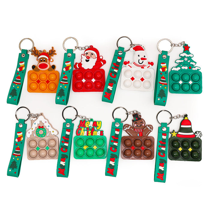 Wholesale Keychains Silicone Finger Toys Christmas Unzip 8pcs JDC-KC-SSen001