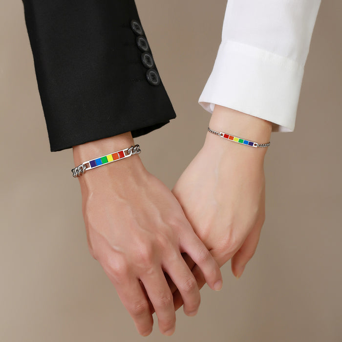 Wholesale LGBT Couple Rainbow Bracelet Stainless Steel Bracelet Bracelet Jewelry Same Sex JDC-BT-QuanS002