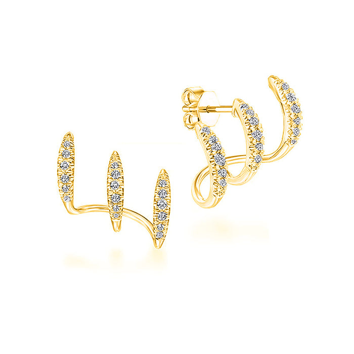Wholesale Alloy Set Artificial Diamond Three Layer Curved Earrings JDC-ES-XunO001