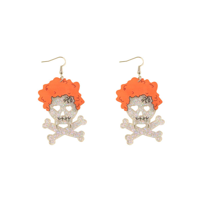 Wholesale Earrings Exploding Head Skull Acrylic Halloween MOQ≥2 JDC-ES-MOSHU038