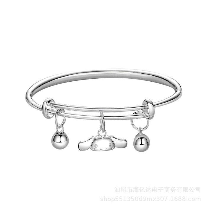 Wholesale Silver Plated Jade Cinnamon Dog Bell Bracelet JDC-BT-HYD001