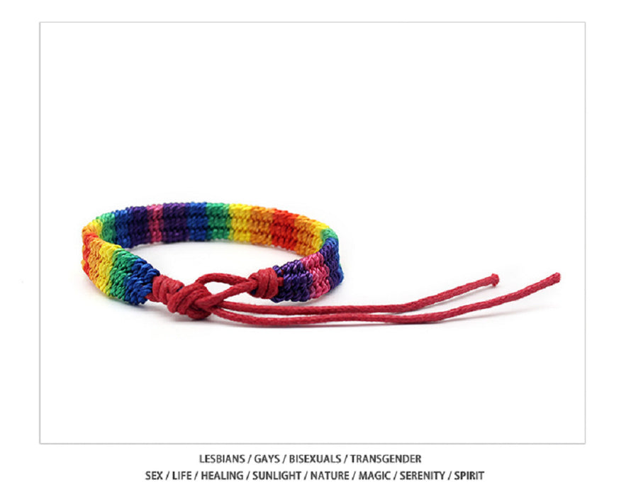 Camarillas LGBT al por mayor Siguiente brazalete Six Rainbow Manual Manual Weaving JDC-BT-Guangg001