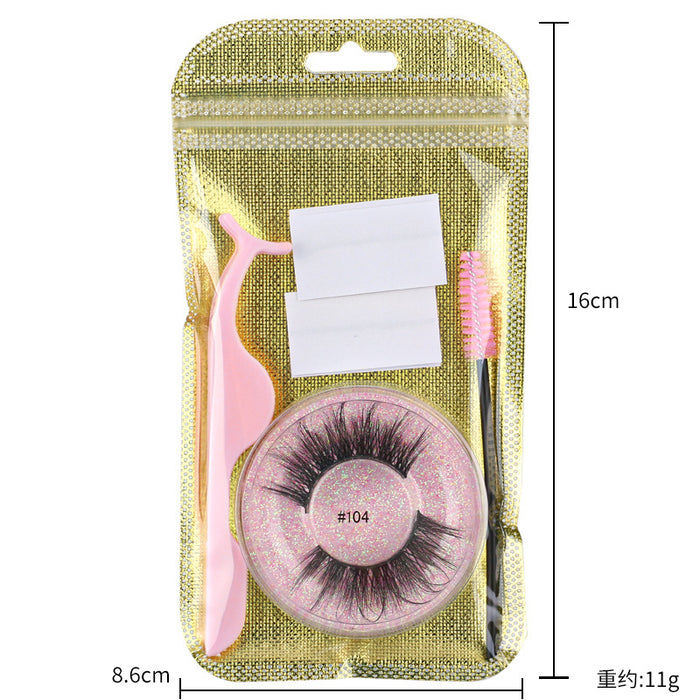 Wholesale Imitation mink glue strip glue free false eyelashes set  JDC-EY-LanJL020