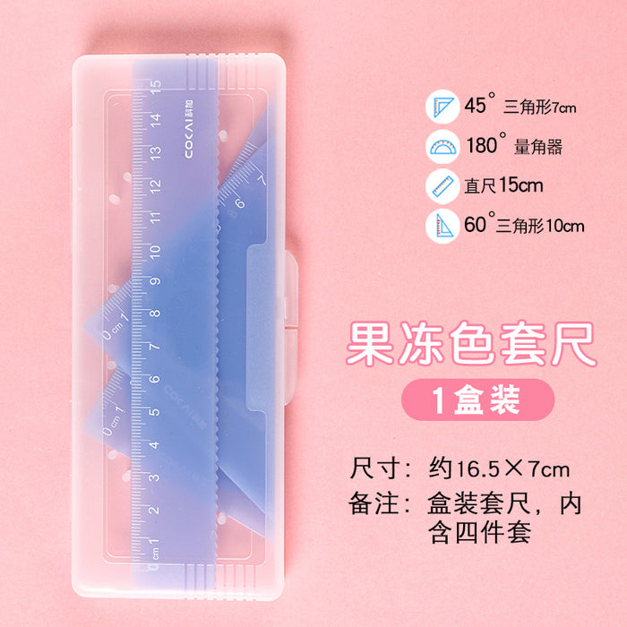 Wholesale plastic ruler set transparent jelly color JDC-RR-midu001