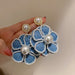Jewelry WholesaleWholesale silver needle blue series diamond pearl flower earrings JDC-ES-Fengm055 Earrings 丰美 %variant_option1% %variant_option2% %variant_option3%  Factory Price JoyasDeChina Joyas De China