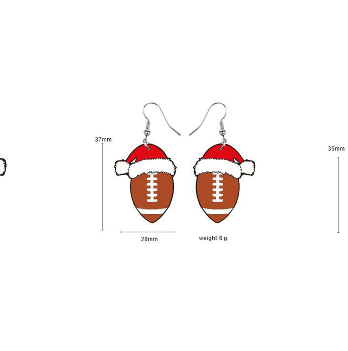 Wholesale Earrings Acrylic Christmas Hat World Cup Football Rugby Basketball Volleyball JDC-ES-Xuep075