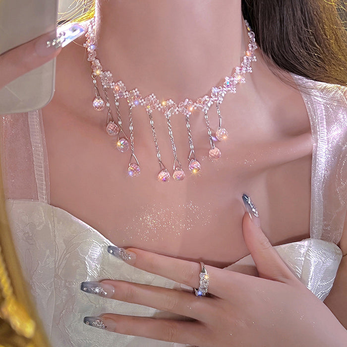 Wholesale design crystal tassel necklace niche fashion JDC-NE-BY076