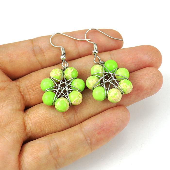 Wholesale earrings alloy hand-wound colorful beads MOQ≥2 JDC-ES-HXu004