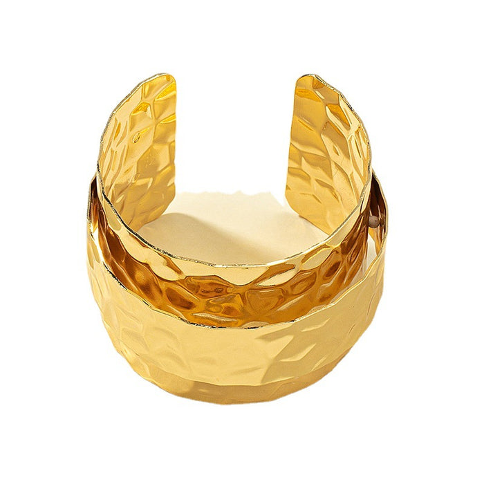 Wholesale Bracelet Alloy Wide Face Pleated Crinkle Double Open JDC-BT-AYN023