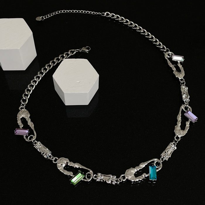 Wholesale Necklace Alloy Color Diamond Stitching Pin JDC-NE-AiY004