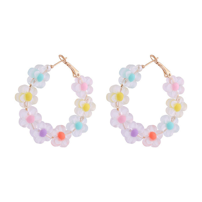 Wholesale Earrings Plastic Candy Color Flower Circle MOQ≥2 JDC-ES-qz009