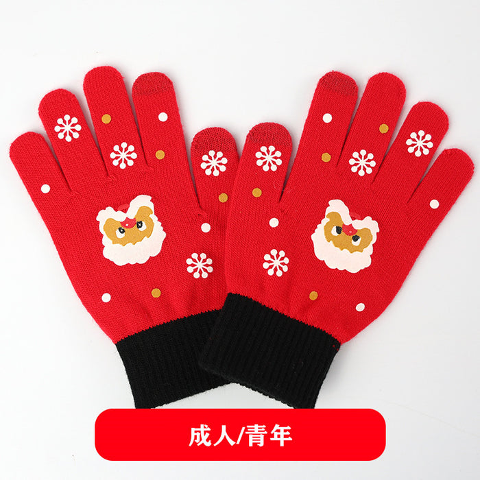 Wholesale Gloves Polyester Christmas Warm Finger Knit Gloves Touch Screen MOQ≥2 JDC-GS-RH008
