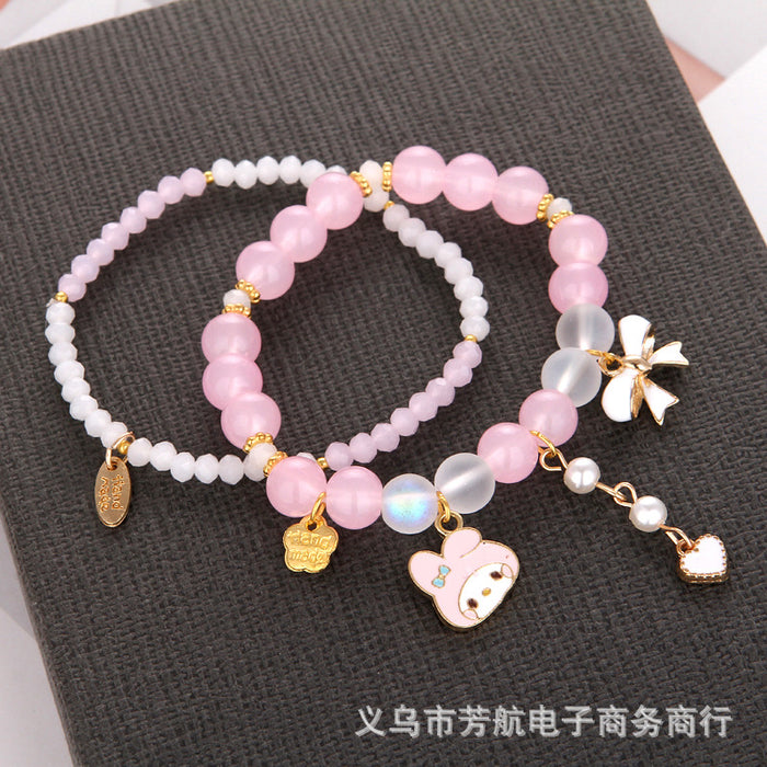 Wholesale Bow Pendant Crystal Beaded Girlfriends Bracelet MOQ≥5 JDC-BT-FenH001