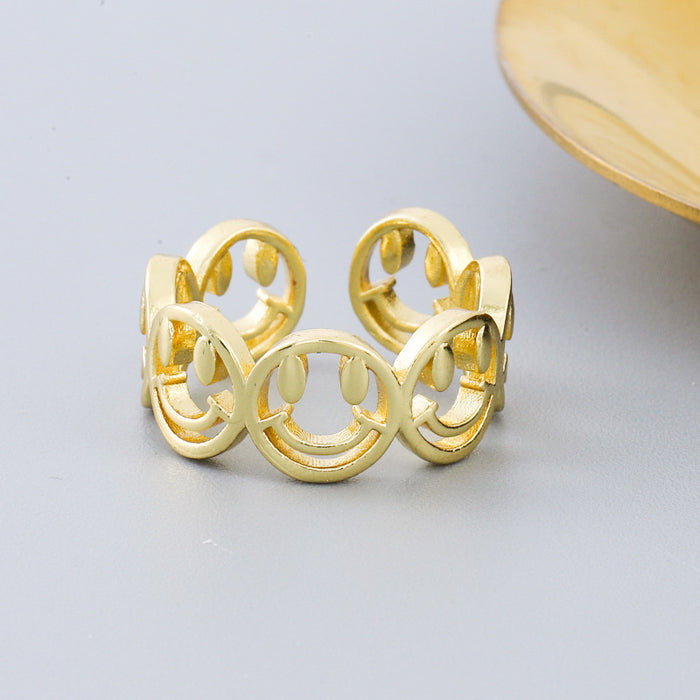 Jewelry WholesaleWholesale Brass Gold Plated Smile Ring JDC-RS-JingY002 Rings 璟禹 %variant_option1% %variant_option2% %variant_option3%  Factory Price JoyasDeChina Joyas De China
